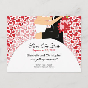 Carte Postale Faire-part Coeurs jeune mariée et économies de marié