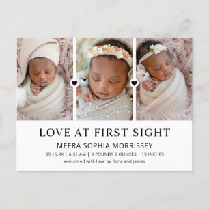Carte Postale Faire-part Collage de photos de naissance d'amour moderne au 