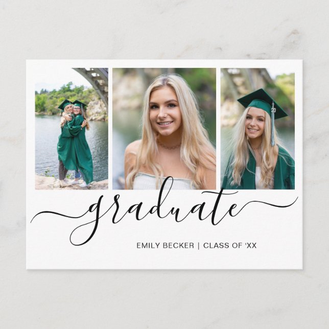 Carte Postale Faire-part Collage photo moderne Elégant Graduation (Devant)