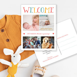 Carte Postale Faire-part Collage photo personnalisé BIENVENUE nouvelle nais
