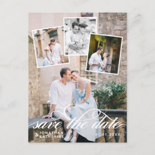 Carte Postale Faire-part Collage photo romantique Mariage Enregistrer la da