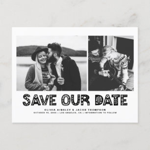Carte Postale Faire-part Collage photo scandinave noir Enregistrez notre da