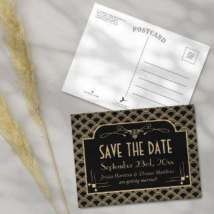 Carte Postale Faire-part Collection de Mariages Art Déco Gatsby vintage des