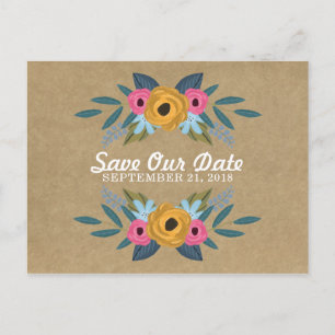 Carte Postale Faire-part Collection de Mariages de couronnes florales Kraft