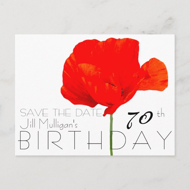 Carte Postale Faire-part Collection POPPY 70e Anniversaire À Sauvegarder La (Devant)