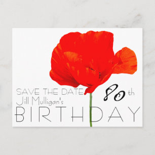 Carte Postale Faire-part Collection POPPY 80e Anniversaire Enregistrez la D