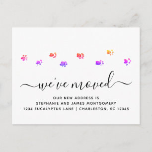 Carte Postale Faire-part Colorful Walking Empreintes de pattes Script moder