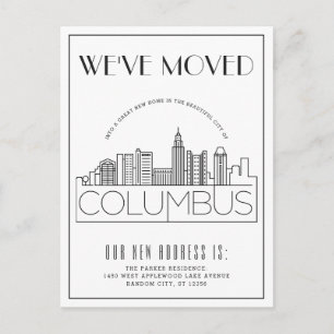 Carte Postale Faire-part Columbus, Ohio Moderne Deco   Changement d'Adresse