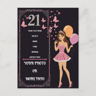 Carte Postale Faire-part Conception d'anniversaire avec options de photos p