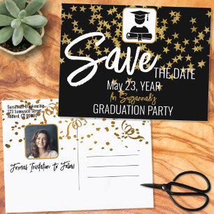 Carte Postale Faire-part Confetti Custom Photo Graduation Enregistrer la da