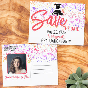 Carte Postale Faire-part Confetti Diplôme Photo Personnalisé Enregistrer La