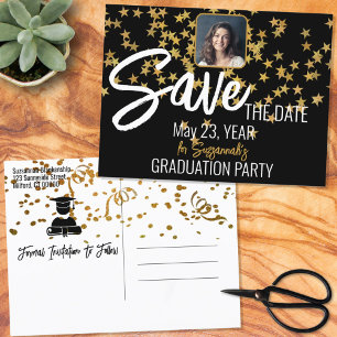 Carte Postale Faire-part Confetti Top Custom Photo Graduation Enregistrer l