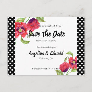 Carte Postale Faire-part Coquelicots sauvages Fleurs mariage Enregistrer la