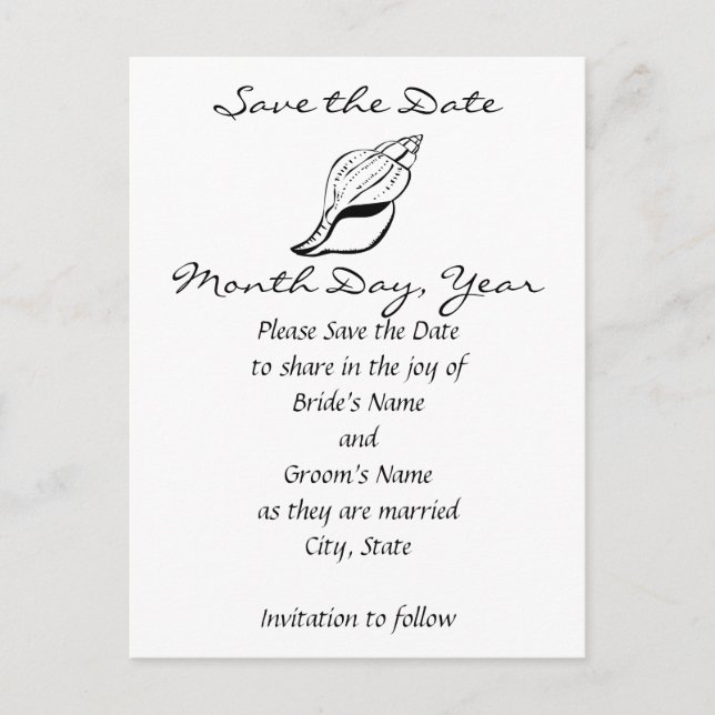 Carte Postale Faire-part Coquillage/emballage Enregistrer la date (Devant)