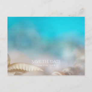 Carte Postale Faire-part Coquillages bleus tropicaux élégants Save the Date