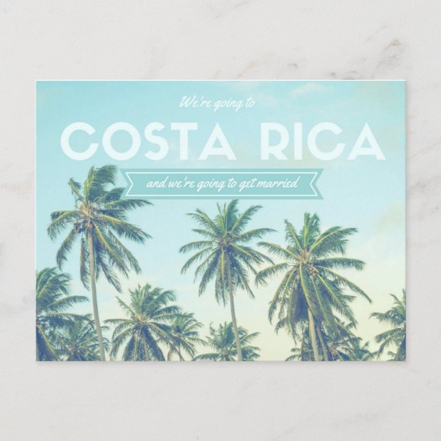 Carte Postale Faire-part Costa Rica Mariage Plage tropicale Sauvez les date (Devant)