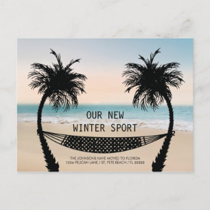 Carte Postale Faire-part Coucher de soleil sur la plage Déménagé en Floride