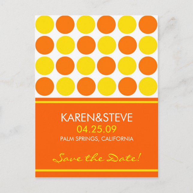 Carte Postale Faire-part Couleur Citrus Enregistrer les dates (Devant)