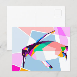 Carte Postale Faire-part Couleur de pingouin géométrique Cadeau d'art
