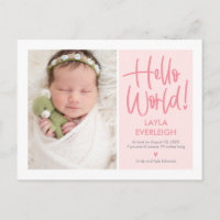 Carte postale Faire-part couleur modifiable Hello 