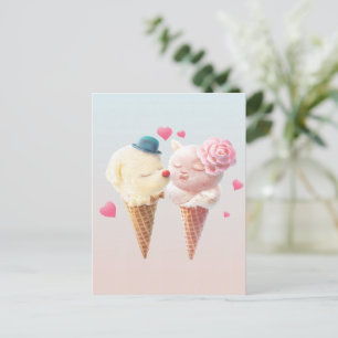 Carte Postale Faire-part Couple de glace – Amour au premier coup de langue