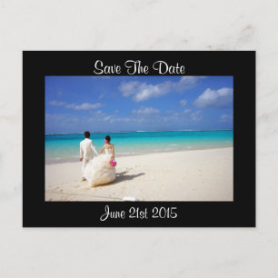 Carte Postale Faire-part Couple mariage sur une plage Enregistrer la date