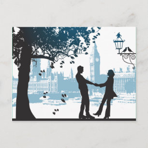 Carte Postale Faire-part couple romantique amoureux enregistrer l'annonce d