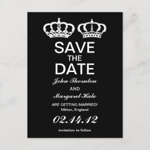 Carte Postale Faire-part Couple royal noir blanc Enregistrer la date