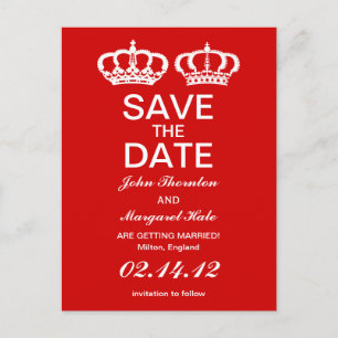 Carte Postale Faire-part Couple Royal Rouge Sauver la Date