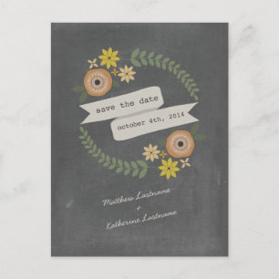 Carte Postale Faire-part Couronne d'automne Tableau Noir Inspiré Save The D