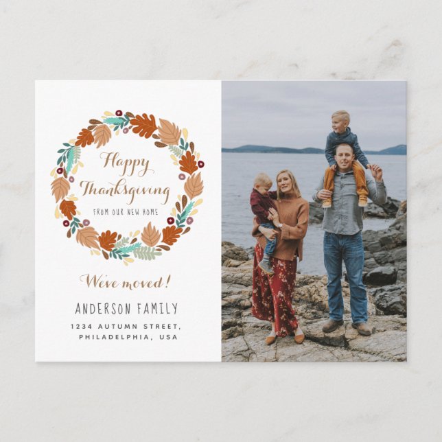 Carte Postale Faire-part Couronne de l'automne de Thanksgiving Photo Fêtes  (Devant)