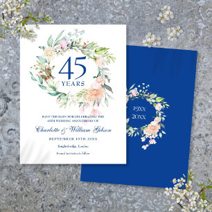 Carte Postale Faire-part Couronne de roses 45e 65e Anniversaire de mariage 