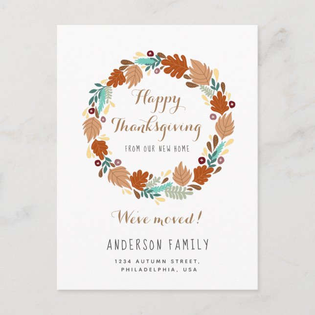 Carte Postale Faire-part Couronne de Thanksgiving d'automne moderne pour le (Devant)