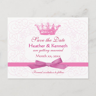 Carte Postale Faire-part Couronne rose pour sauvegarde de la date