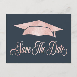 Carte Postale Faire-part Couvre-nuque Rose Gold Save The Date Bleu