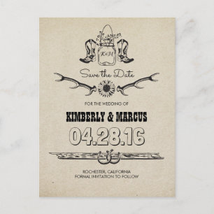 Carte Postale Faire-part Cowboy Boots Country Western Enregistrer la date