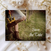Cowgirl et Sunflowers Western Sauvez la date