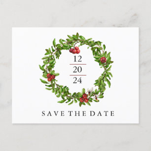 Carte Postale Faire-part Cranberry d'hiver Enregistrer la date
