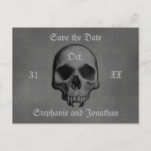 Carte Postale Faire-part Crâne d'horreur gothique Enregistrer le mariage