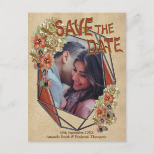 Carte Postale Faire-part Cuir et daim Texture Art Enregistrer la date