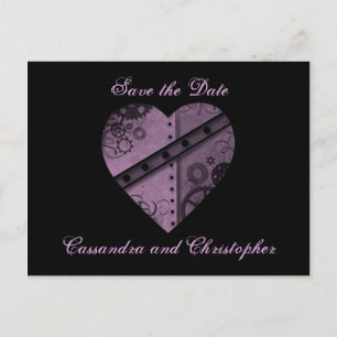 Carte Postale Faire-part Cur violet enregistrer la date mariage