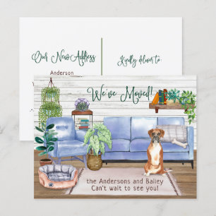 Carte Postale Faire-part Cute Boxer Cosy New Home Moving       