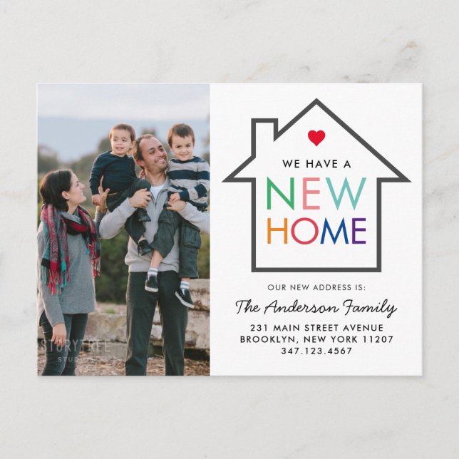 Carte Postale Faire-part Cute New Accueil Changement d'adresse Maison Photo (Devant)