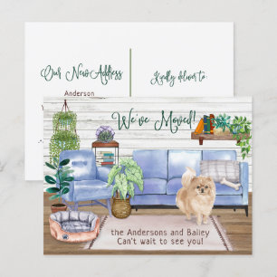 Carte Postale Faire-part Cute Pomeranian Cosy New Home Moving     