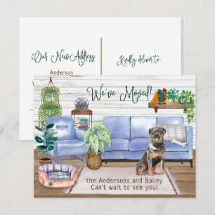 Carte Postale Faire-part Cute Rottweiler Cosy New Home Moving    