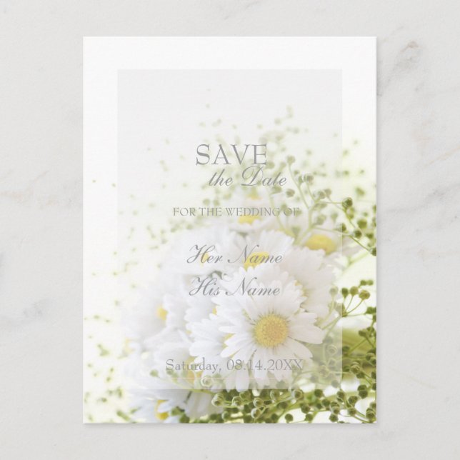 Carte Postale Faire-part Daisées en Amour - Bouquet Mariage modifiable (Devant)
