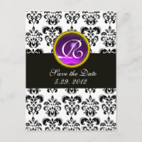 DAMAS NOIR ET BLANC Monogramme Améthyste Violet