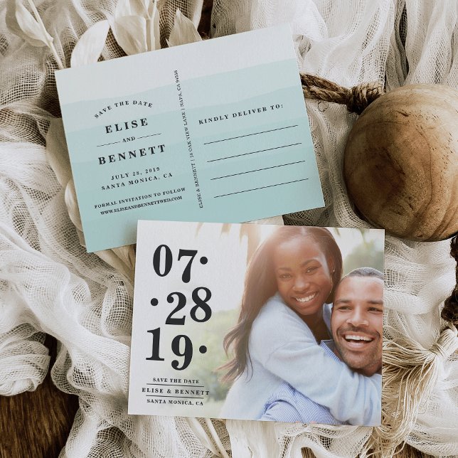 Carte Postale Faire-part Date de bulle | Photo Enregistrer la date (Créateur téléchargé)