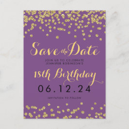 Carte Postale Faire-part Date de sauvegarde Anniversaire Gold Parties scint