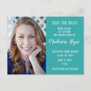 Carte Postale Faire-part Date d'enregistrement de la graduation photo Turqu